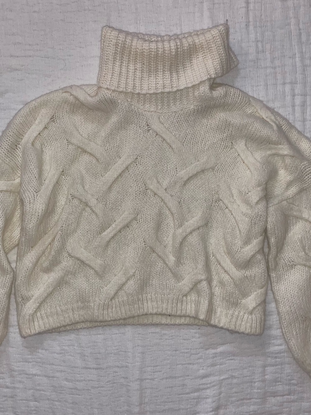 Madewell Ivory Cable Turtleneck Sweater